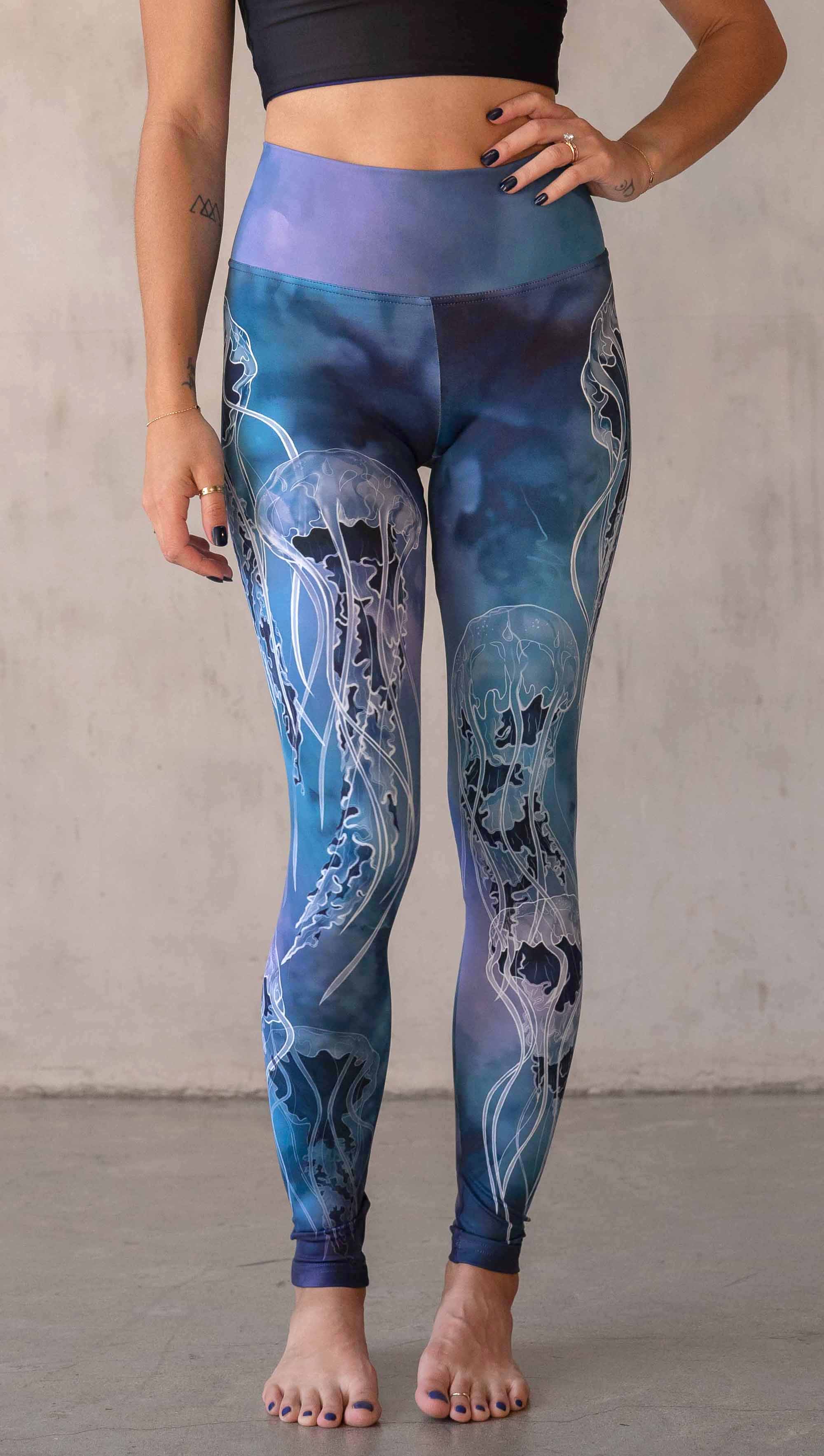  YYZZH Pretty Jellyfish Pattern Blue Sea Life Girls Leggings  Dance Running Workout Yoga Pants : Clothing, Shoes & Jewelry