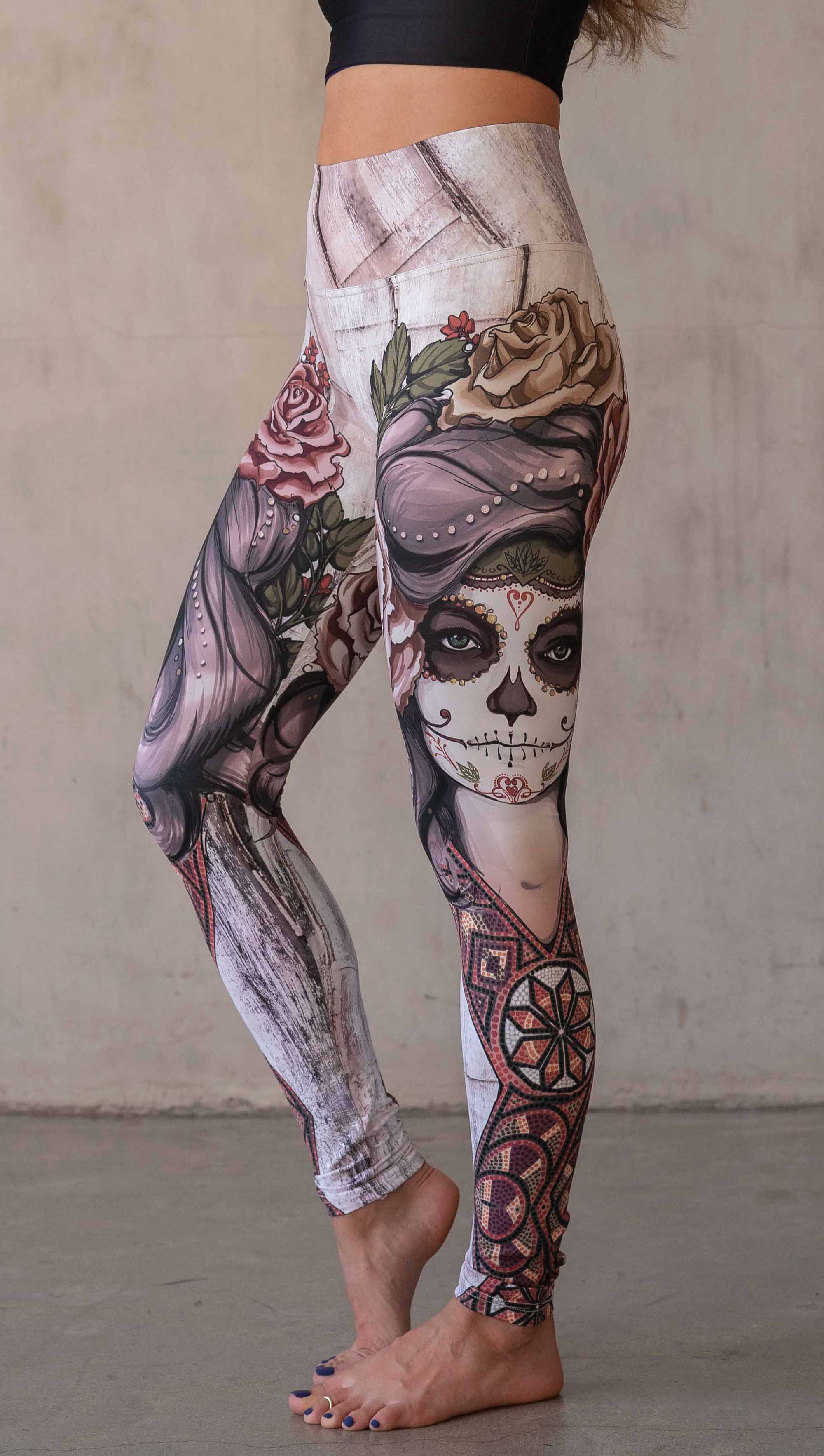 Goth Clothing - Gloria Sugar Skull Print Leggings – Gothikco